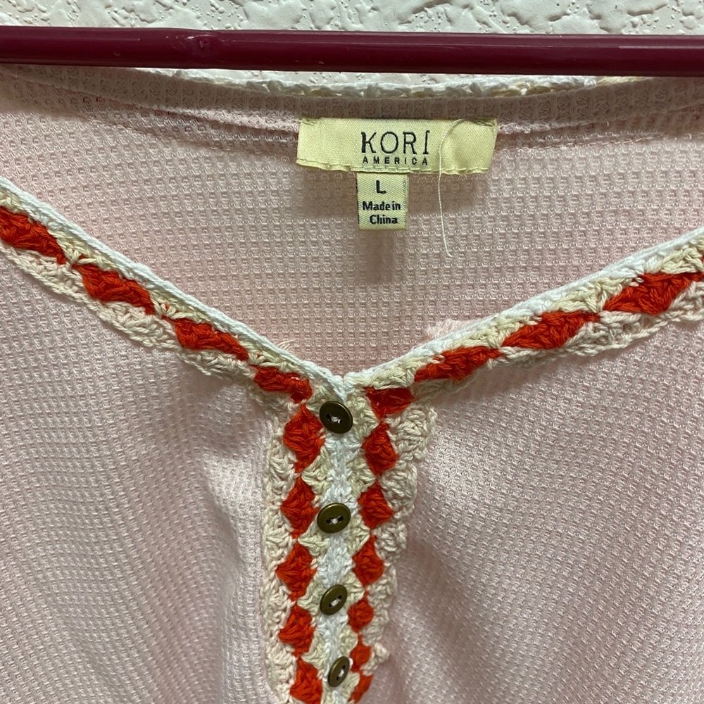 Kori America Waffle Knit Top L